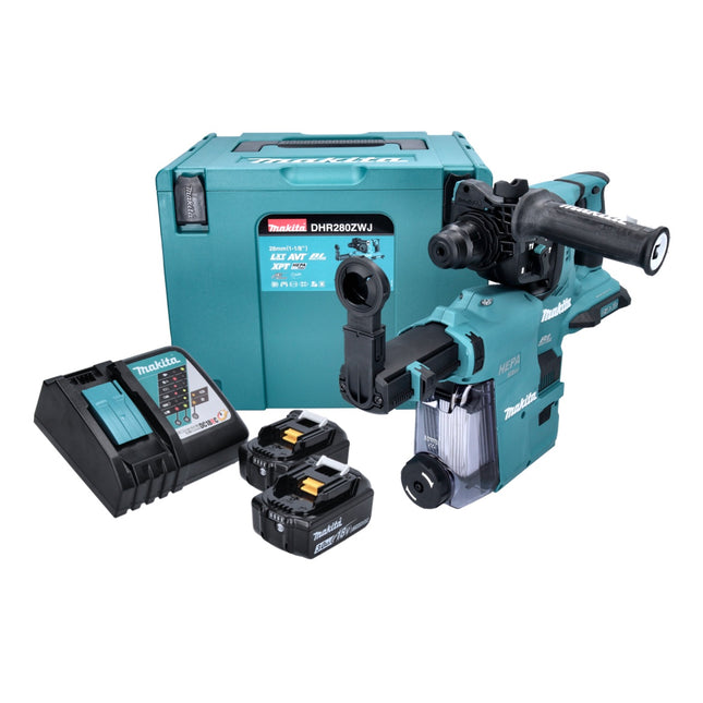 Makita DHR 280 ZJ Martillo a batería 2x18V / SDS-Plus / Brushless + Makpac 3 - Sin batería, sin cargador incluidos