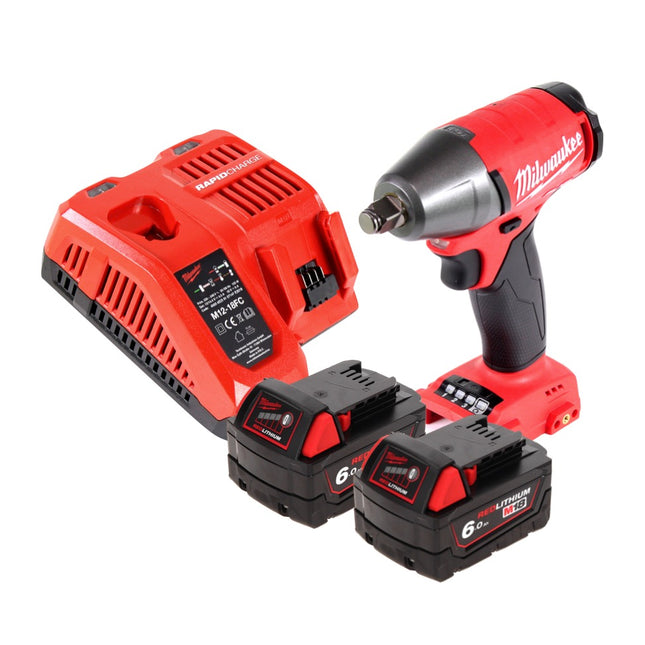 Llave de impacto a batería Milwaukee M18 FIWF12-602 FC 18 V 300 Nm 1/2" sin escobillas + 2x baterías 6,0 Ah + cargador