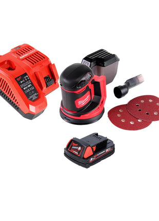 Milwaukee M18 BOS125-201 FC Akku Exzenterschleifer 18 V 125 mm + 1x Akku 2,0 Ah + Ladegerät