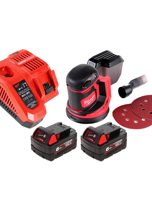 Milwaukee M18 BOS125-602 FC Akku Exzenterschleifer 18 V 125 mm + 2x Akku 6,0 Ah + Ladegerät