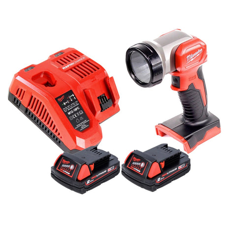 Milwaukee M18 TLED batterie lumière LED + 2x batterie rechargeable 2,0 Ah + kit chargeur