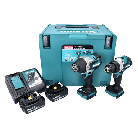 Makita DLX 2453 TJ Akku Kombo Kit Zimmerei DDF 486 Akku Bohrschrauber + DTW 700 Akku Schlagschrauber + 2x Akku 5,0 Ah + Ladegerät + Makpac