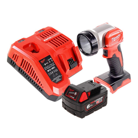 Luz de batería Milwaukee M18 TLED LED + 1x batería 6.0 Ah + cargador