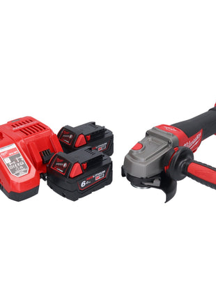 Amoladora angular a batería Milwaukee M18 CAG115XPDB-602 18 V 115 mm sin escobillas + 2x baterías 6,0 Ah + cargador