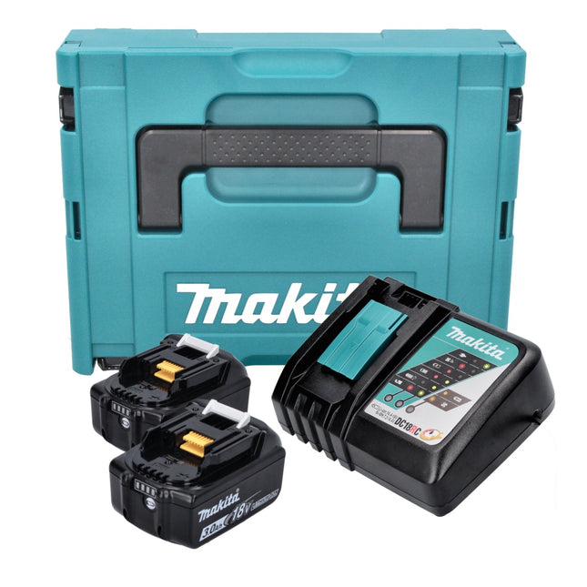 Makita Power Source Kit 18 V ( 197952-5 ) con 2x BL 1830 B batería 3.0 Ah + DC 18 RC cargador + Makpac