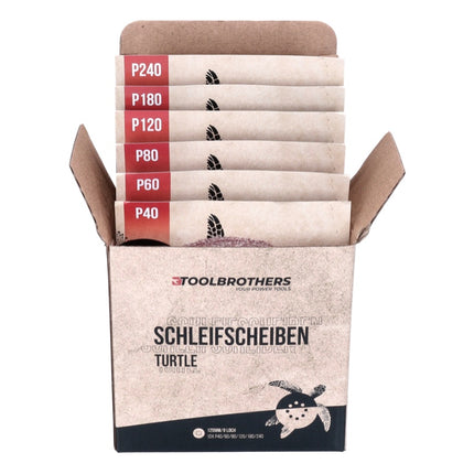 2x Toolbrothers TURTLE Schleifset + DBO 180 Z Akku Exzenterschleifer 18 V 125 mm - ohne Akku, ohne Ladegerät - Toolbrothers