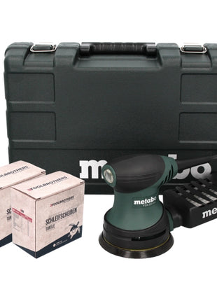 Metabo FSX 200 Intec Ponceuse excentrique 125 mm 240 W + Coffret + 2x Set de ponçage Toolbrothers TURTLE