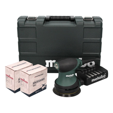 Metabo FSX 200 Intec Exzenterschleifer 240 W 125 mm + 2x Toolbrothers TURTLE Schleifset + Koffer