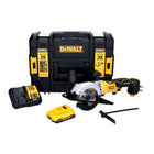 Sega circolare a batteria DeWalt DCS 571 D1 18 V 115 mm senza spazzole + 1x batteria 2,0 Ah + caricabatterie + TSTAK