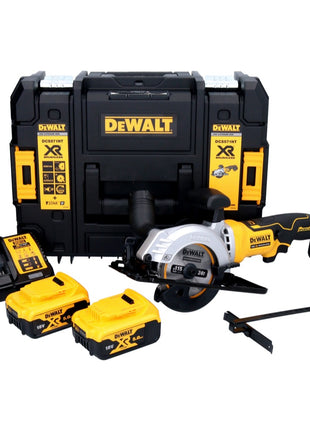 Sierra circular a batería DeWalt DCS 571 P2 18 V 115 mm sin escobillas + 2x baterías 5,0 Ah + cargador + TSTAK