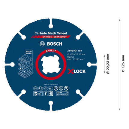 Bosch Expert Carbide Multi Wheel X-LOCK Disque à tronçonner, 125 mm x 22,23 mm (2608901193)
