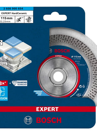 Disque à tronçonner diamanté Bosch EXPERT HardCeramic 115 x 22,23 mm 1 pièce (2608900654) Technologie diamant