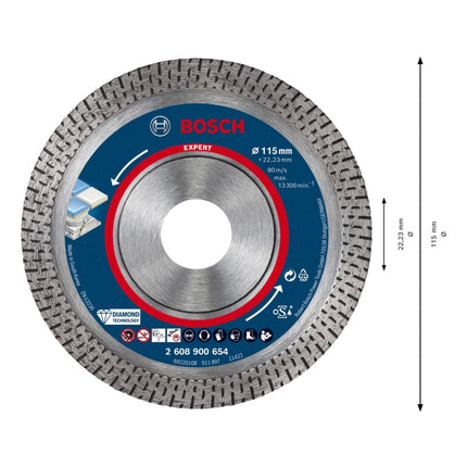 Bosch EXPERT HardCeramic disco de corte de diamante 115 x 22,23 mm 1 pieza (2608900654) Diamond Technology