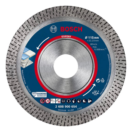 Bosch EXPERT HardCeramic disco de corte de diamante 115 x 22,23 mm 1 pieza (2608900654) Diamond Technology