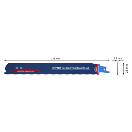 Bosch EXPERT Medium Thick Tough Metal S 1155 HHM Lame de scie sabre 225 mm 10 pces ( 2608900376 ) Carbide Technology