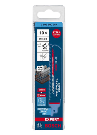 Bosch EXPERT Thick Tough Metal S 955 CHC hoja de sierra de sable 150 mm 10 piezas (2608900367) Tecnología de carburo