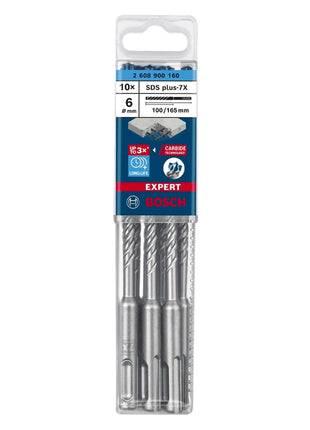 Bosch Expert SDS plus 7X taladro percutor 6,0 x 165 mm 10 piezas (2608900160) 4 filos Tecnología de carburo