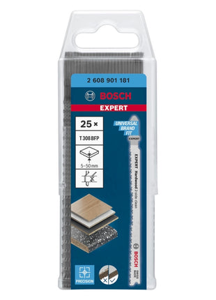 Bosch EXPERT Hardwood 2 side clean T 308 BFP hoja de sierra de calar 117 mm 25 piezas (2608901181) bimetálica