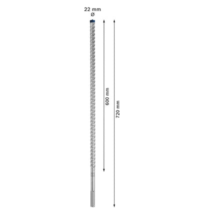 Bosch Expert SDS max 8X taladro percutor 22 x 720 mm (2608900235) para hormigón armado piedra Carbide Technology