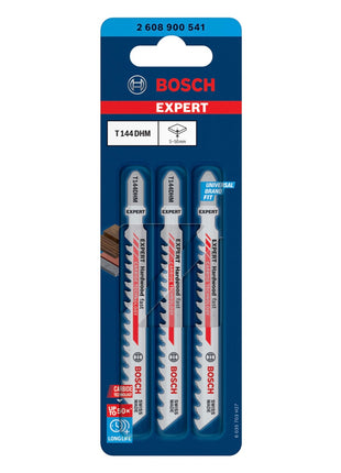 Zestaw brzeszczotów do wyrzynarki Bosch Expert T 144 DHM do szybkiego cięcia twardego drewna, 3 szt. ( 2608900541 ) Technologia węglikowa