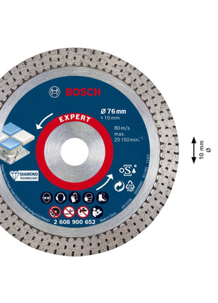 Disco de corte de diamante Bosch Expert Hard Ceramic 76 mm 76 x 1,5 x 10 mm (2608900652) Diamond Technology - sucesor de 2608615020