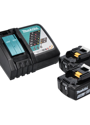 Kit combinado de batería Makita DLX 2180 TJ Taladro de impacto a batería DHP 484 + llave de impacto a batería DTD 153 + 2x batería 5.0 Ah + cargador + Makpac