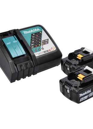 Kit combinado de batería Makita DLX 2214 TJ Taladro de impacto a batería DHP 481 + llave de impacto a batería DTD 170 + 2x batería 5.0 Ah + cargador + Makpac