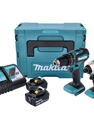 Kit combinado de batería Makita DLX 2283 TJ Taladro de impacto a batería DHP 485 + llave de impacto a batería DTD 153 + 2x batería 5.0 Ah + cargador + Makpac