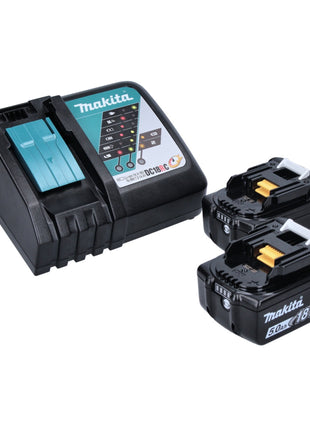 Kit combinado de batería Makita DLX 2283 TJ Taladro de impacto a batería DHP 485 + llave de impacto a batería DTD 153 + 2x batería 5.0 Ah + cargador + Makpac