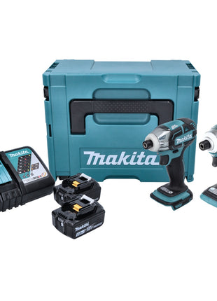 Kit combinado de batería Makita DLX 2211 TJ Destornillador de impulso a batería DTS 141 + llave de impacto a batería DTD 170 + 2x batería 5.0 Ah + cargador + Makpac