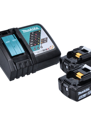 Kit combinado de batería Makita DLX 2430 TJ Taladro a batería DDF 486 + amoladora angular a batería DGA 504 + 2x batería 5.0 Ah + cargador + Makpac