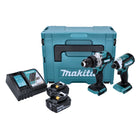 Kit combinado de batería Makita DLX 2432 TJ Taladro a batería DDF 486 + llave de impacto a batería DTD 153 + 2x batería 5.0 Ah + cargador + Makpac