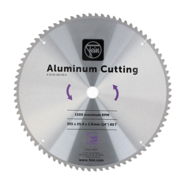 Hoja de sierra circular para corte fino de aluminio 355 x 2,8 x 25,4 mm (63502302000) para MKAS 355