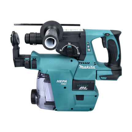 Taladro percutor a batería Makita DHR 243 RTJW 18 V 2,0 J SDS plus sin escobillas + 2x baterías 5,0 Ah + cargador + aspiración + Makpac