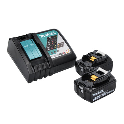 Taladro percutor a batería Makita DHR 243 RTJW 18 V 2,0 J SDS plus sin escobillas + 2x baterías 5,0 Ah + cargador + aspiración + Makpac