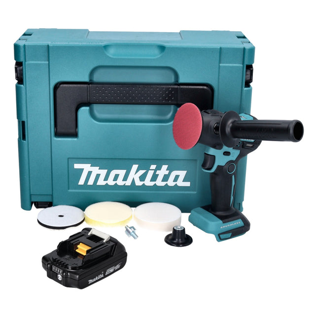 Makita DPV 300 A1J Pulidora sin cable 18 V 50 / 80 mm sin escobillas + 1x batería recargable 2,0 Ah + Makpac - sin cargador