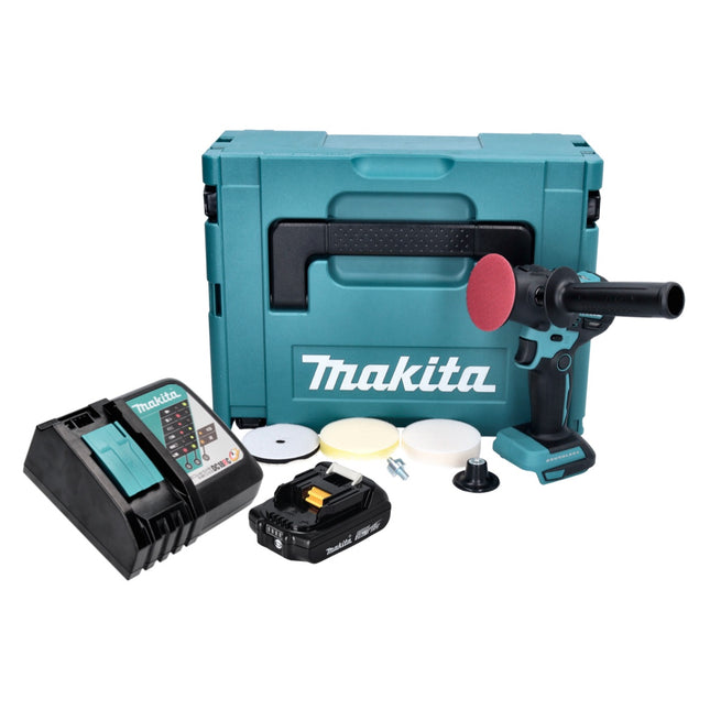 Makita DPV 300 RA1J levigatrice a batteria lucidatrice 18 V 50 / 80 mm brushless + 1x batteria ricaricabile 2,0 Ah + caricabatterie + Makpac