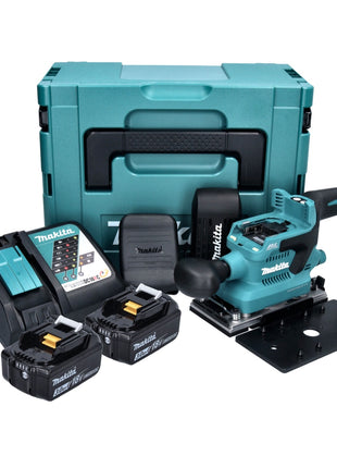 Makita DBO 380 RFJ Ponceuse orbitale sans fil 18 V 93 x 185 mm brushless + 2x Batteries 3,0 Ah + Chargeur + Makpac