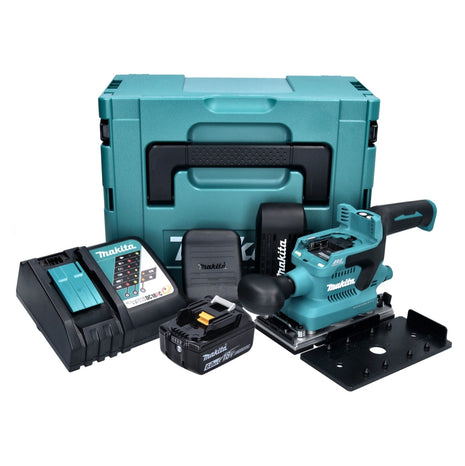 Makita DBO 380 RG1J Ponceuse vibrante sans fil 93 x 185mm Brushless 18V + 1x Batterie 6,0 Ah + Chargeur + Coffret Makpac