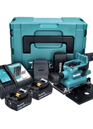 Makita DBO 380 RGJ Ponceuse vibrante sans fil 93 x 185 mm Brushless 18V + 2x Batteries 6,0 Ah + Chargeur + Coffret Makpac