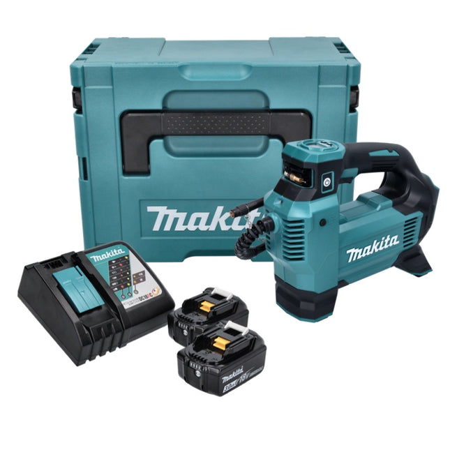 Makita DMP 181 RFJ cordless compressor 18 V 11.1 bar + 2x rechargeable battery 3.0 Ah + charger + Makpac