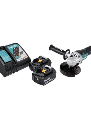 Amoladora angular a batería Makita DGA 517 RF 18 V 125 mm sin escobillas + 2x baterías 3,0 Ah + cargador