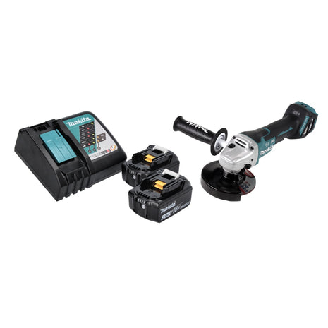 Amoladora angular a batería Makita DGA 517 RF 18 V 125 mm sin escobillas + 2x baterías 3,0 Ah + cargador