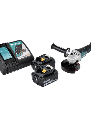 Amoladora angular a batería Makita DGA 517 RM 18 V 125 mm sin escobillas + 2x baterías 4,0 Ah + cargador