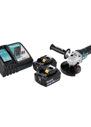 Amoladora angular a batería Makita DGA 517 RG 18 V 125 mm sin escobillas + 2x baterías 6,0 Ah + cargador