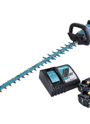 Cortasetos a batería Makita DUH 752 RM 18 V 75 cm sin escobillas + 2x baterías 4,0 Ah + cargador