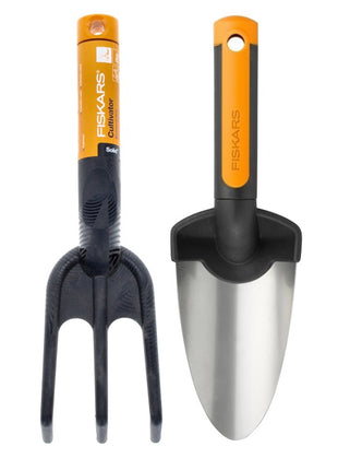 Fiskars Set Solid Gartenkralle + Blumenkelle Premium Schaufel