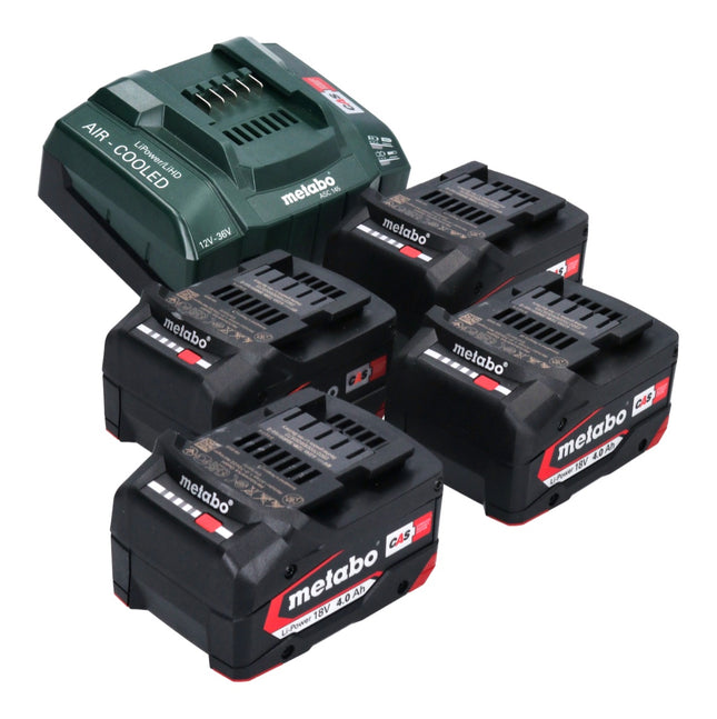 Metabo basic set 4x Li-Power battery pack 18 V 4.0 Ah CAS Li-Ion battery ( 4x 625027000 ) + ASC 145 quick charger ( 627378000 )