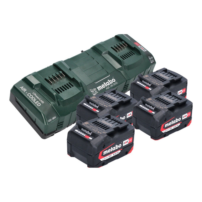 Metabo basic set 4x Li-Power battery pack 18 V 4.0 Ah CAS Li-Ion battery ( 4x 625027000 ) + ASC 145 DUO double quick charger ( 627495000 )