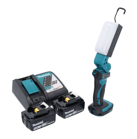 Makita DML801RT X Lampe LED de travail sans fil 240lm 18V + 2x Batteries 5,0 Ah + Chargeur + Diffuseur